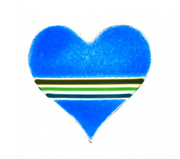 Fusingglas blau 12 cm Herz