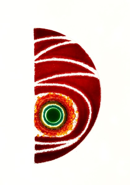 Fusingglas rot Halbkreis 10 x 20 cm