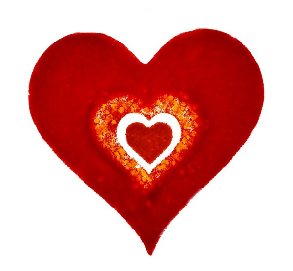 Fusingglas rot 15 cm Herz