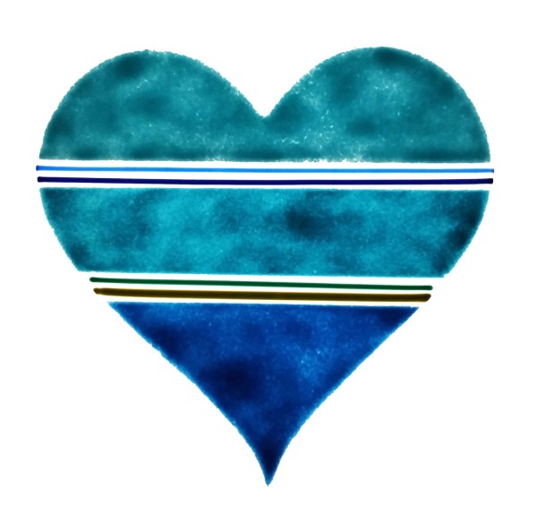 Fusingglas blau 30 cm Herz