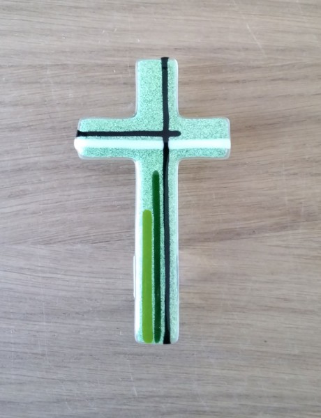Glaskreuz grün 13 cm