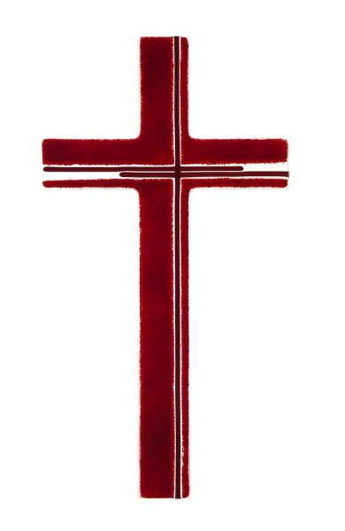 Glaskreuz rot 30 cm