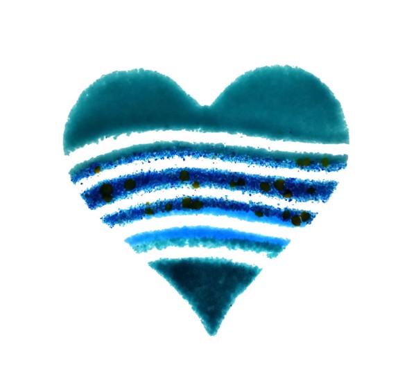 Fusingglas blau 12 cm Herz